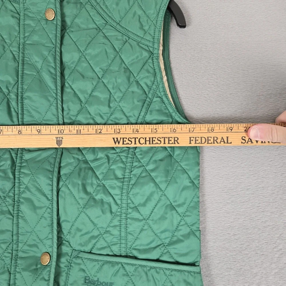 Barbour Vest Womens 4 Summer Liddesdale Gilet Quilted Green Full Zip Snap